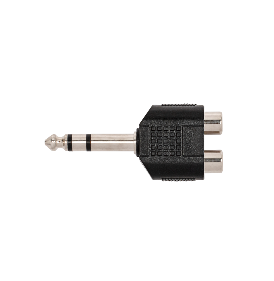 Carson | RP962 | 2 x RCA (F) - 6.3mm TRS (M) Adaptor | Black Carson | RP962 | 2 x RCA (F) - 6.3mm TRS (M) Adaptor | Black